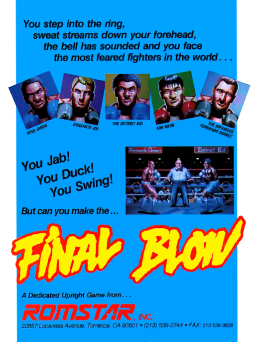 Final Blow (US) Arcade Game Cover